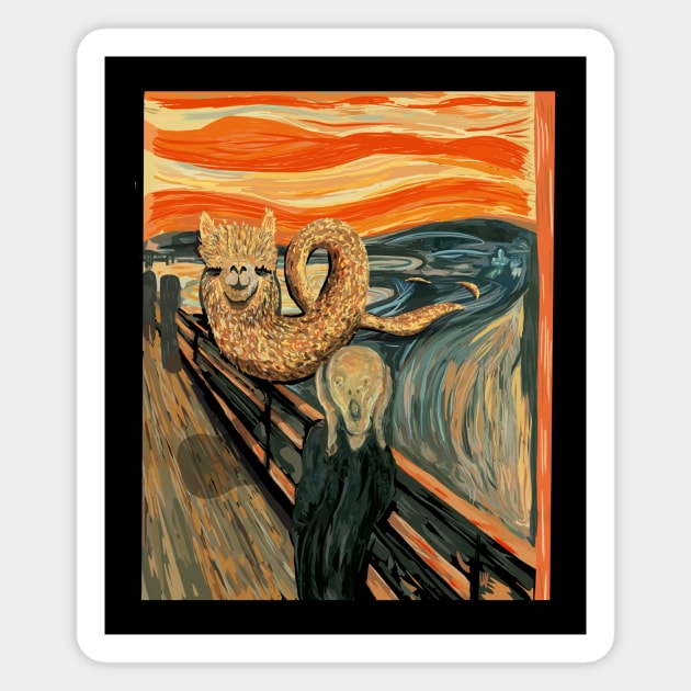 Funny Alpaca Loch Ness Monster The Scream Mashup Cryptid Magnet by Get Hopped Apparel